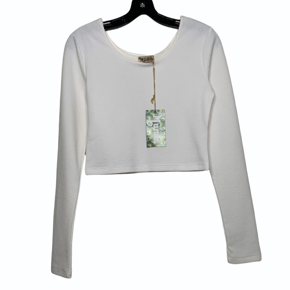 Show Me Your Muumu Khloe Crop Top White Long Sleeve